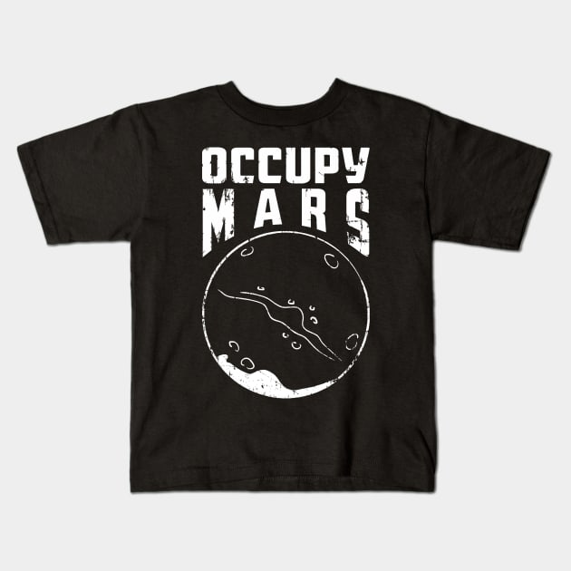 Occupy Mars Retro Worn Out Kids T-Shirt by area-design